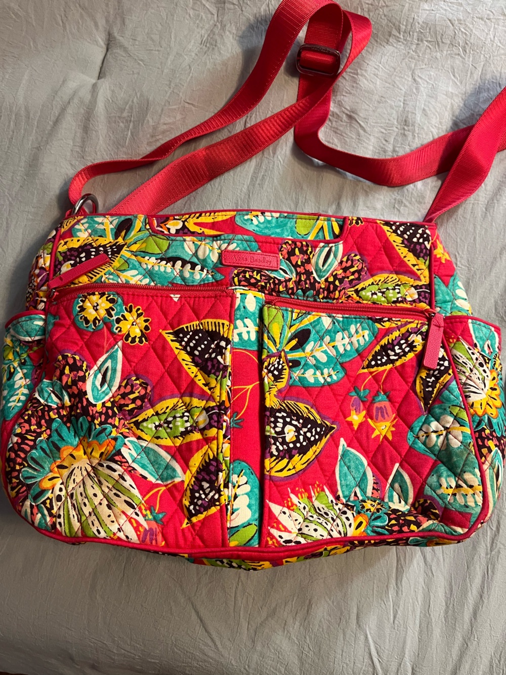 Vera Bradley Red Floral Quilted Crossbody Bag